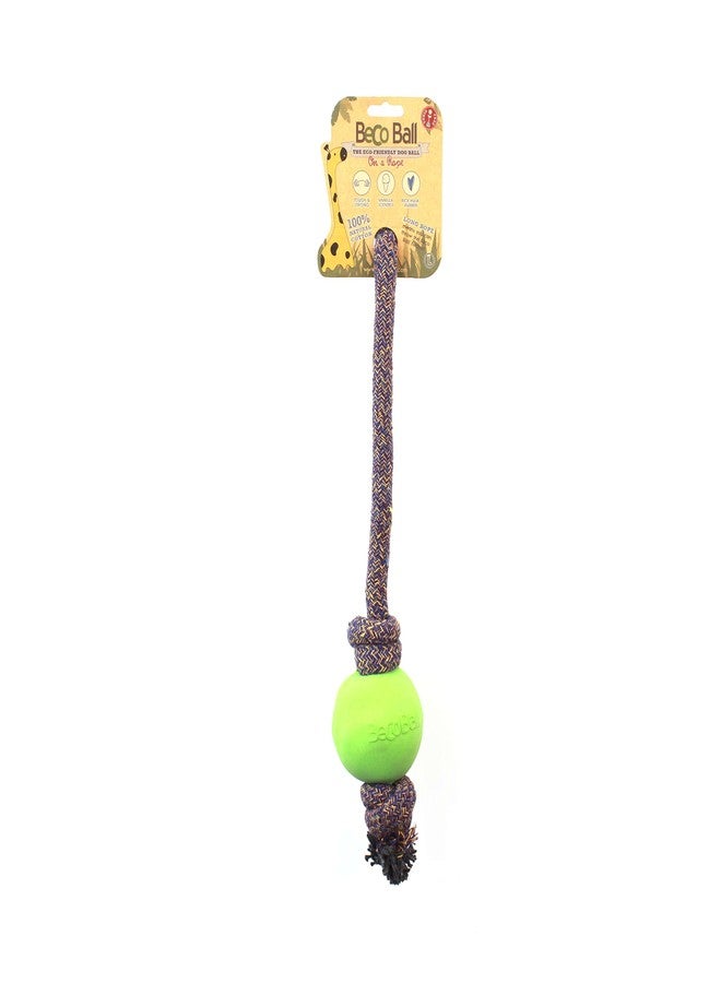 Beco Rubber Ball on Rope Dog Toy, Green, Large - Image 1